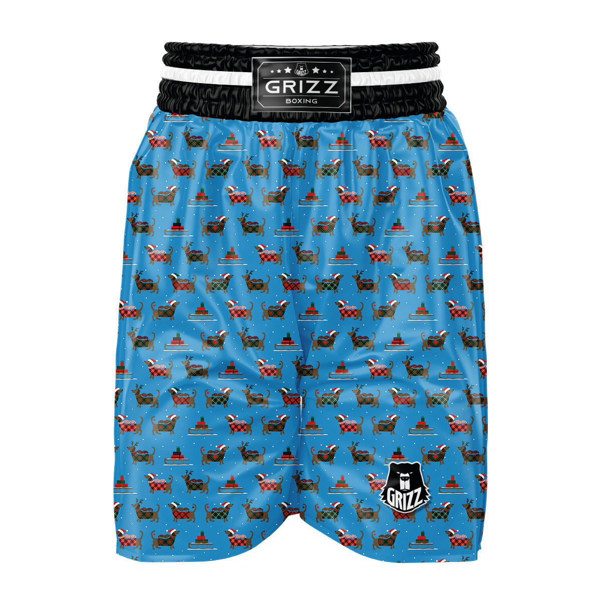 Dachshund Christmas Santa Print Boxing Shorts-grizzshop