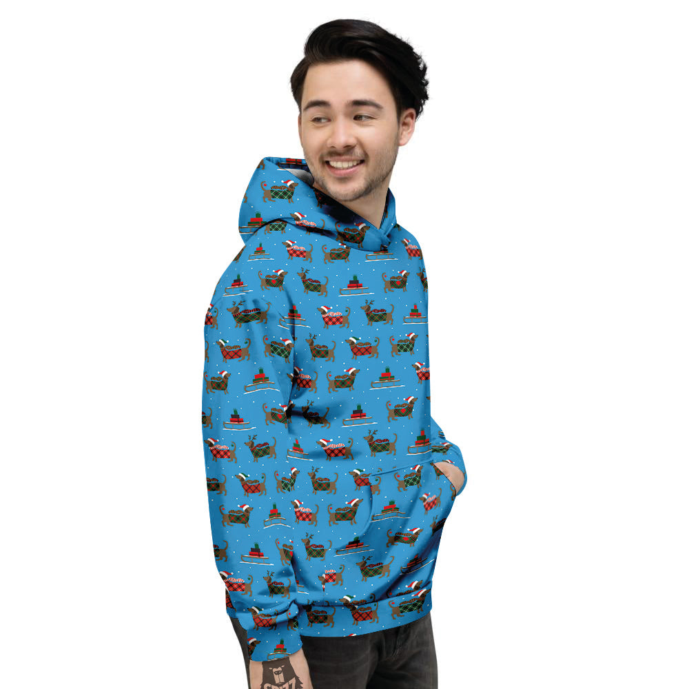 Dachshund Christmas Santa Print Men's Hoodie-grizzshop