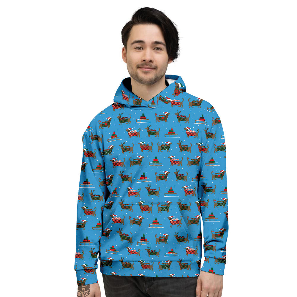Dachshund Christmas Santa Print Men's Hoodie-grizzshop