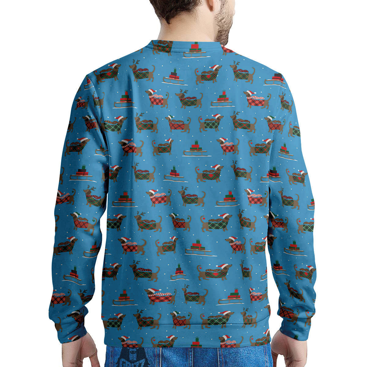 Dachshund Christmas Santa Print Men's Sweatshirt-grizzshop