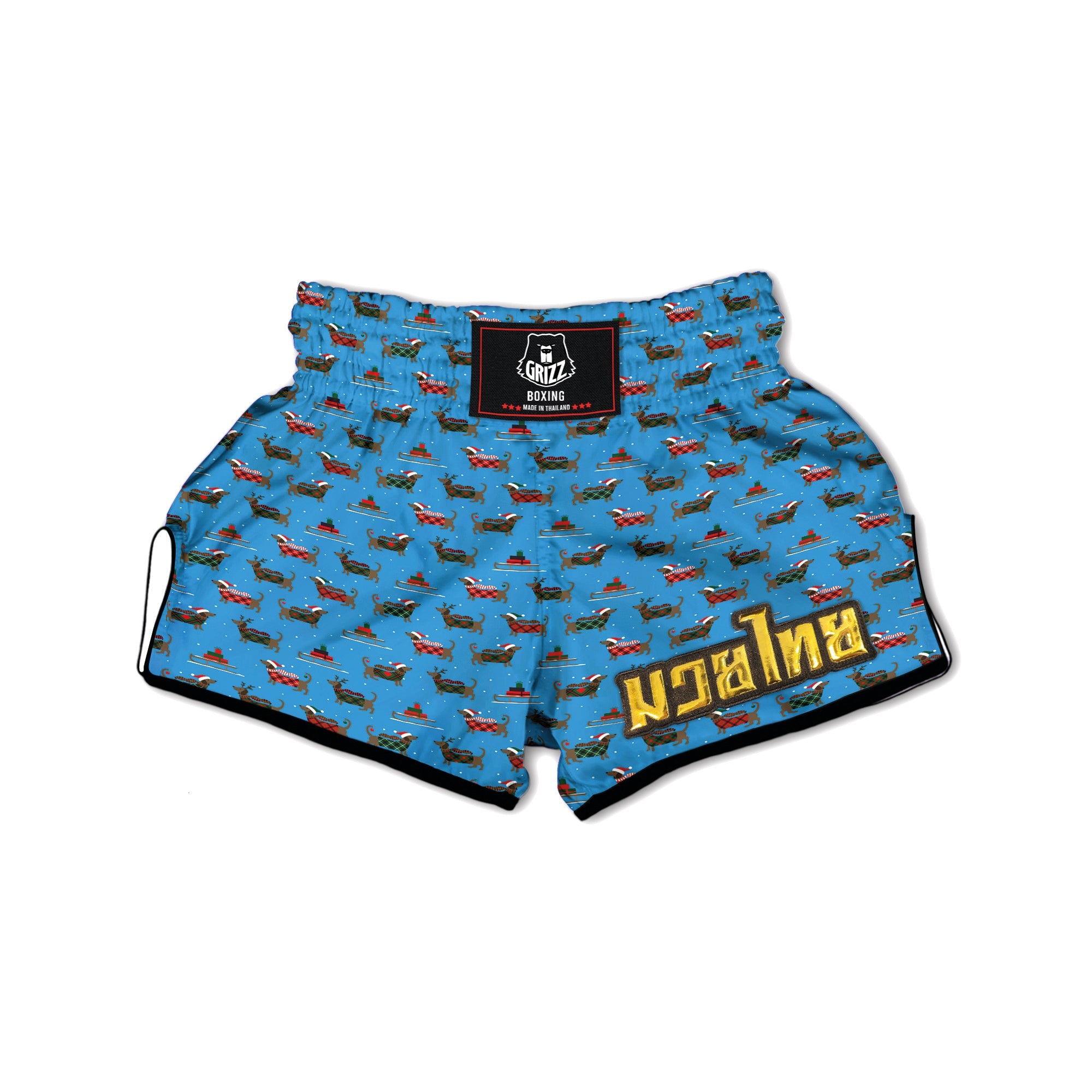 Dachshund Christmas Santa Print Muay Thai Boxing Shorts-grizzshop