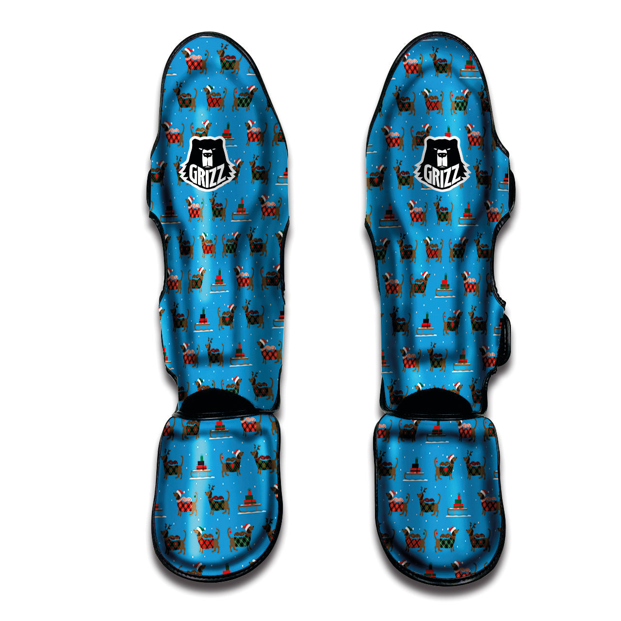 Dachshund Christmas Santa Print Muay Thai Shin Guards-grizzshop