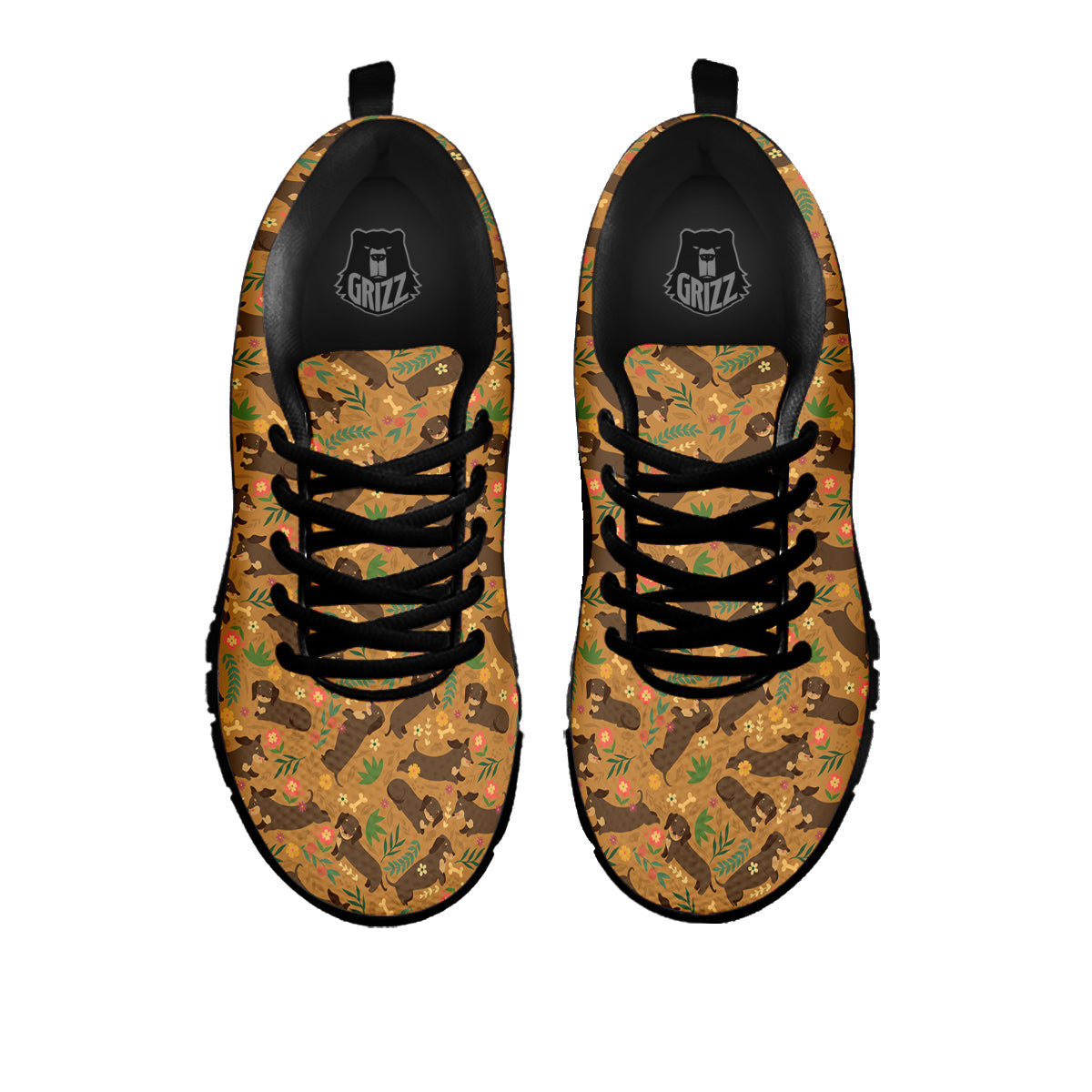 Dachshund Cute Print Pattern Black Sneaker-grizzshop