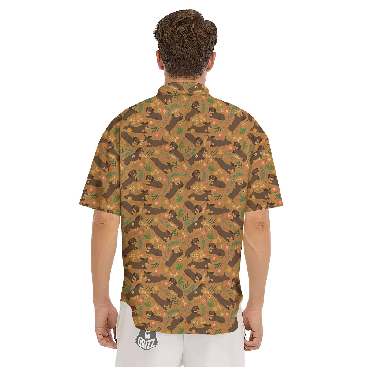 Dachshund Cute Print Pattern Men's Short Sleeve Shirts-grizzshop