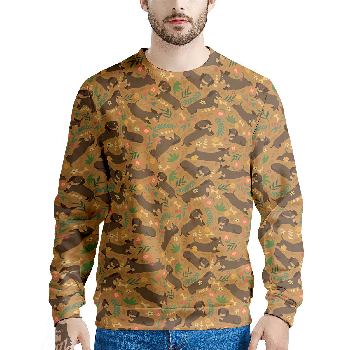 Dachshund Cute Print Pattern Men's Sweatshirt-grizzshop