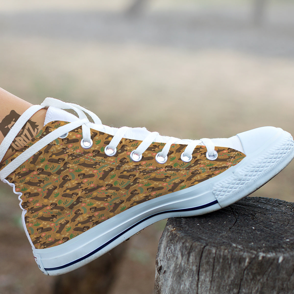 Dachshund Cute Print Pattern White High Top Shoes-grizzshop