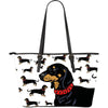 Dachshund Pattern Leather Tote Bag-grizzshop