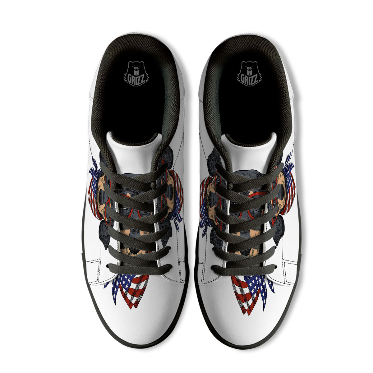 Dachshund Wearing Red Sunglasses Print Black Low Top Sneakers-grizzshop