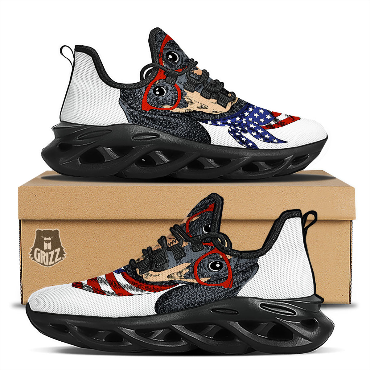Dachshund Wearing Red Sunglasses Print Black Running Shoes-grizzshop