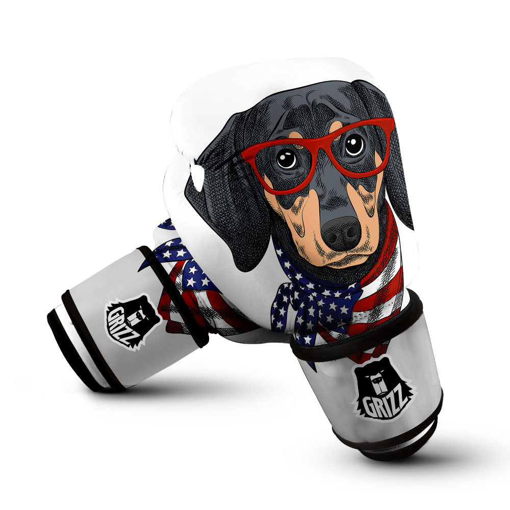 Dachshund Wearing Red Sunglasses Print Boxing Gloves-grizzshop