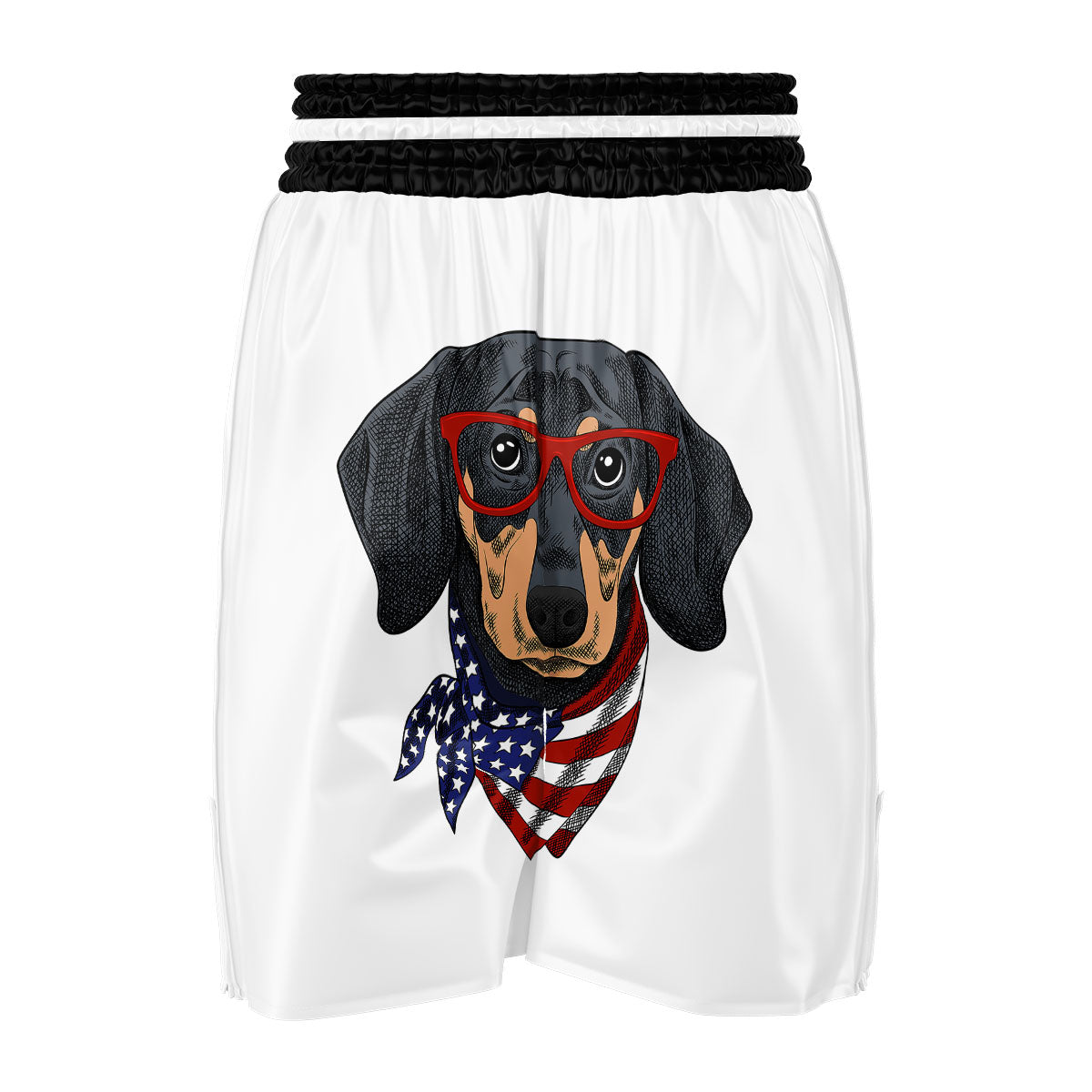 Dachshund Wearing Red Sunglasses Print Boxing Shorts-grizzshop