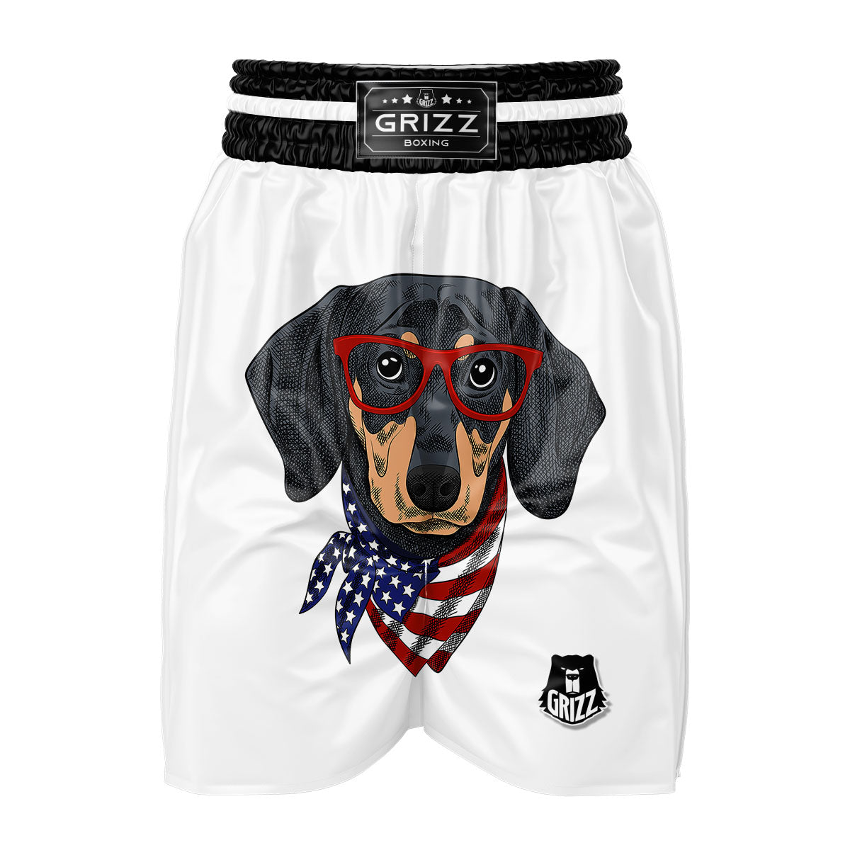 Dachshund Wearing Red Sunglasses Print Boxing Shorts-grizzshop