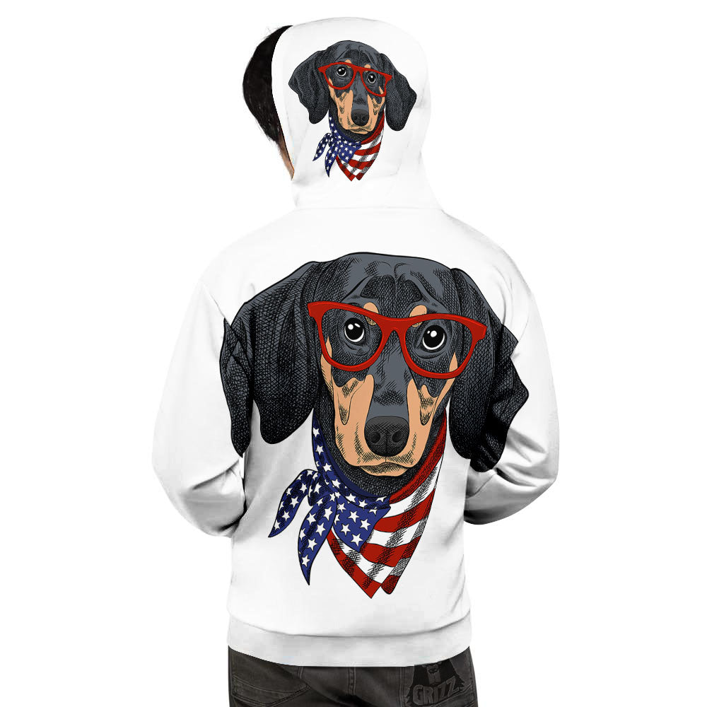 Dachshund Wearing Red Sunglasses Print Men's Hoodie-grizzshop