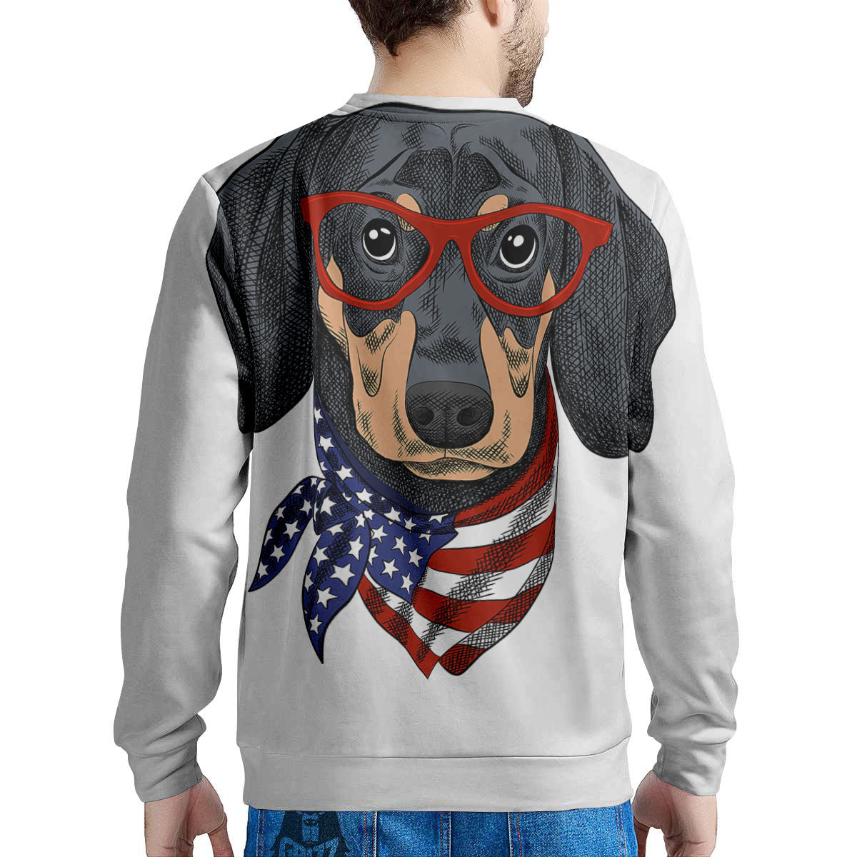 Dachshund Wearing Red Sunglasses Print Men's Sweatshirt-grizzshop