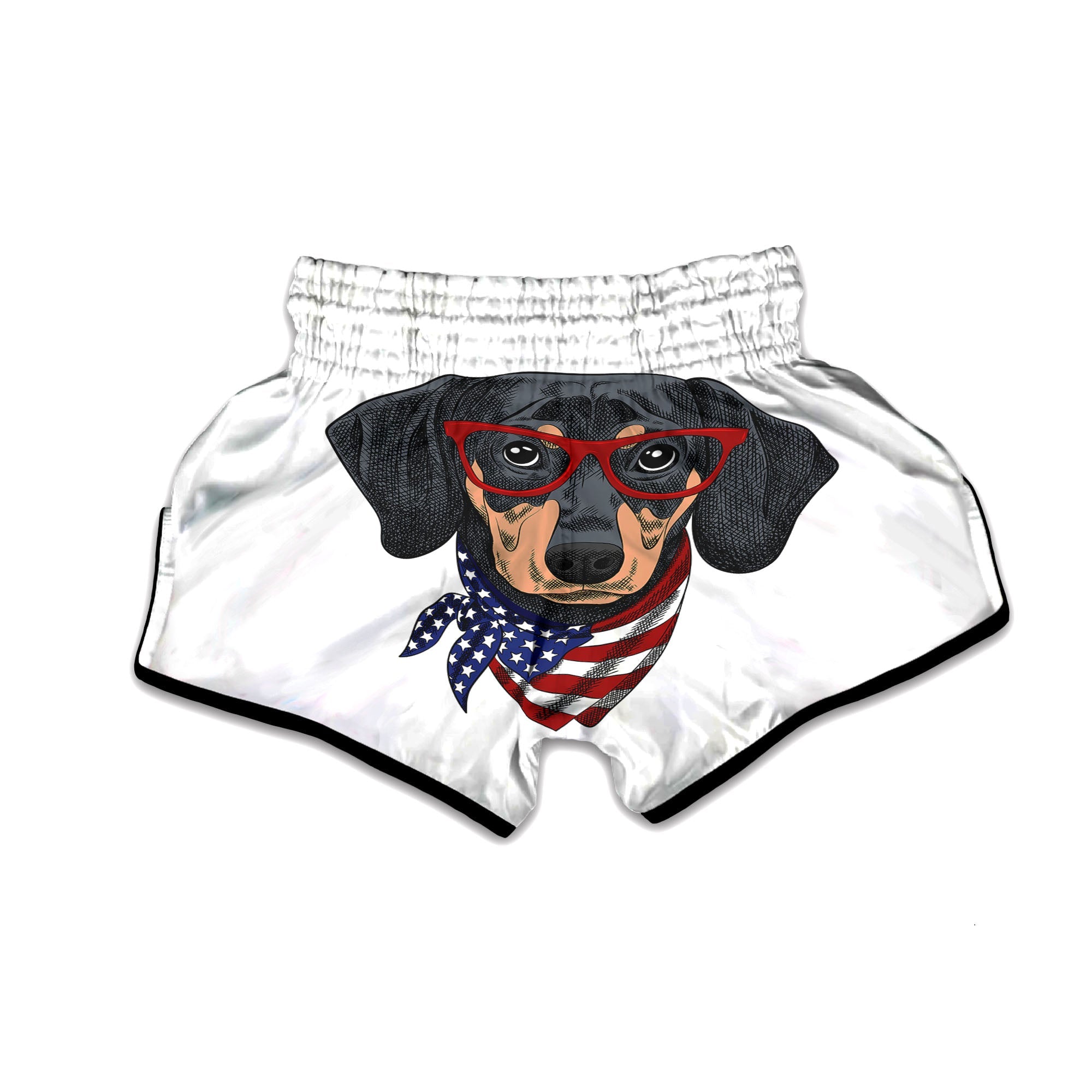 Dachshund Wearing Red Sunglasses Print Muay Thai Boxing Shorts-grizzshop