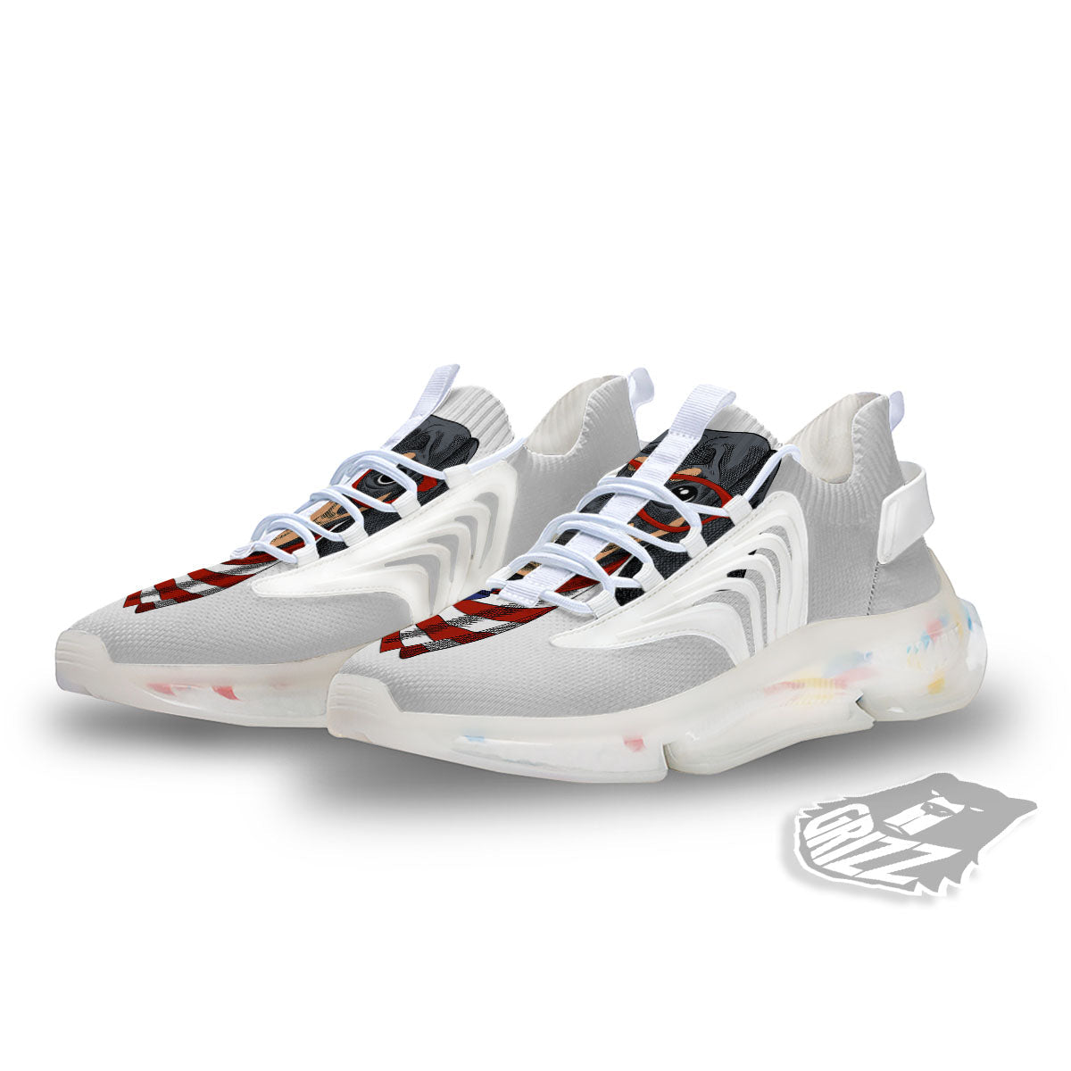 Dachshund Wearing Red Sunglasses Print White Gym Shoes-grizzshop