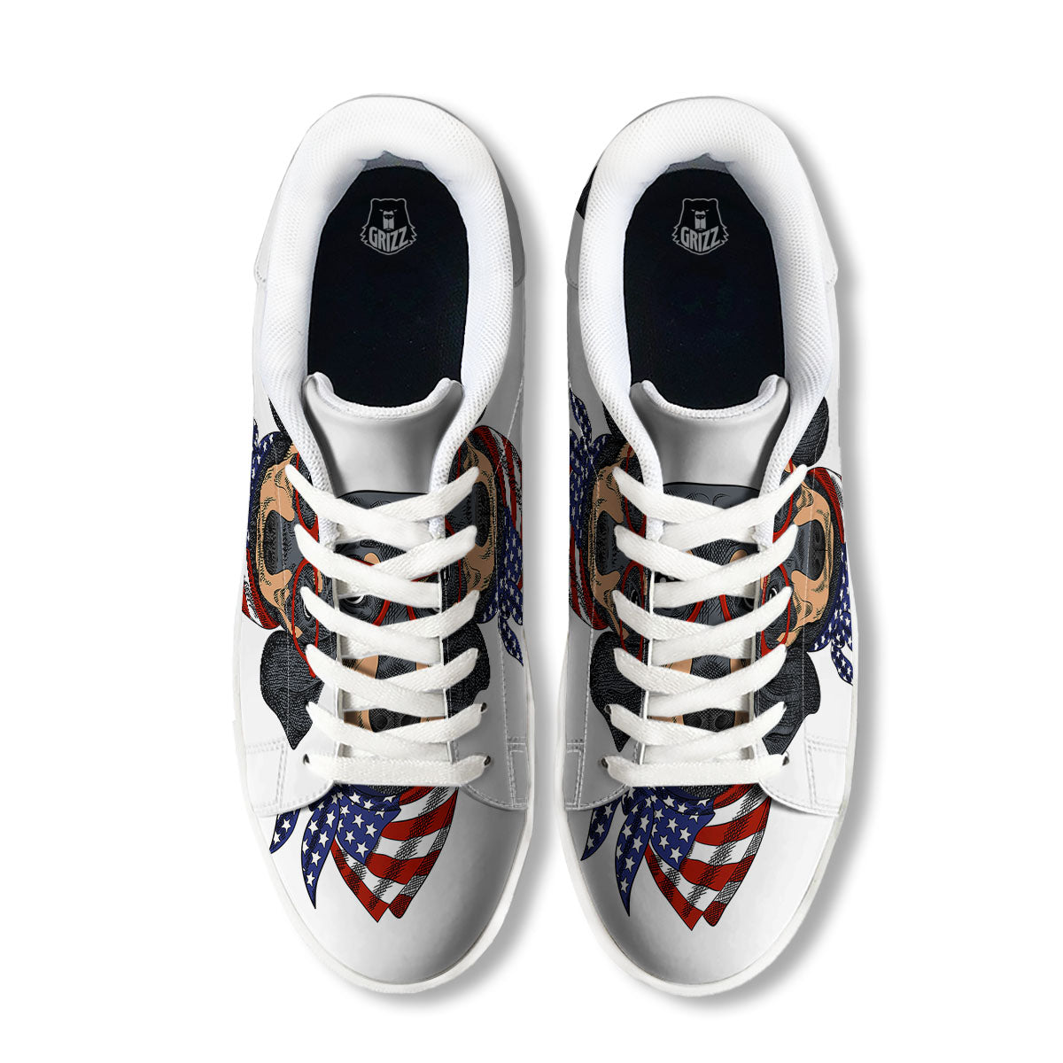 Dachshund Wearing Red Sunglasses Print White Low Top Sneakers-grizzshop