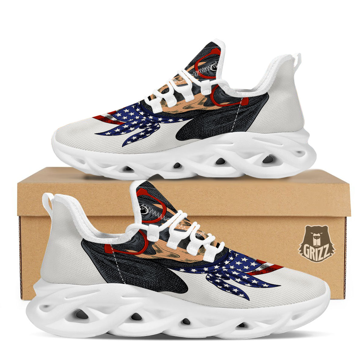 Dachshund Wearing Red Sunglasses Print White Running Shoes-grizzshop