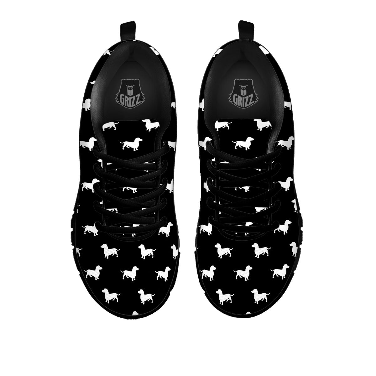 Dachshund White And Black Print Pattern Black Sneaker-grizzshop