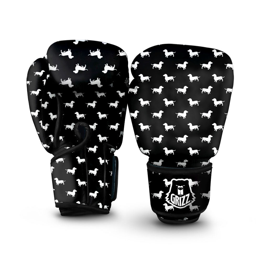 Dachshund White And Black Print Pattern Boxing Gloves-grizzshop