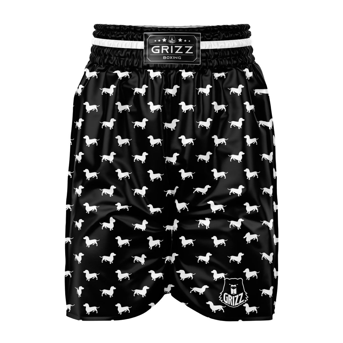 Dachshund White And Black Print Pattern Boxing Shorts-grizzshop