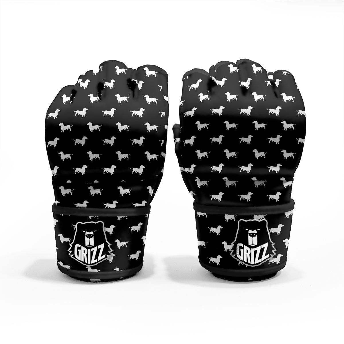 Dachshund White And Black Print Pattern MMA Gloves-grizzshop