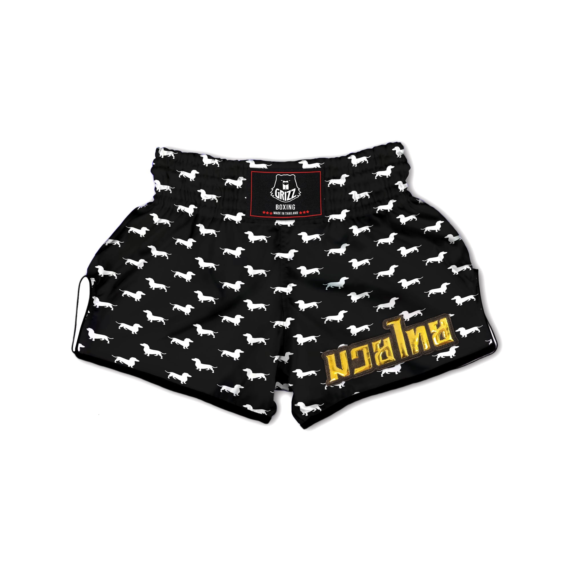 Dachshund White And Black Print Pattern Muay Thai Boxing Shorts-grizzshop