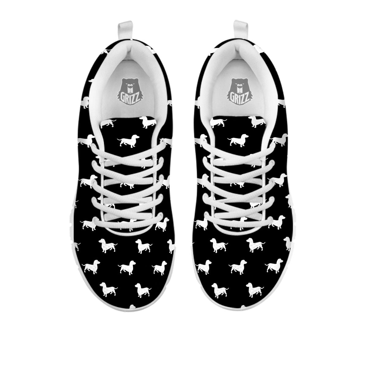 Dachshund White And Black Print Pattern White Sneaker-grizzshop