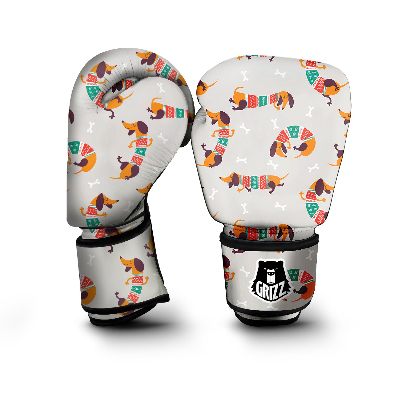 Dachshund Xmas Print Pattern Boxing Gloves-grizzshop