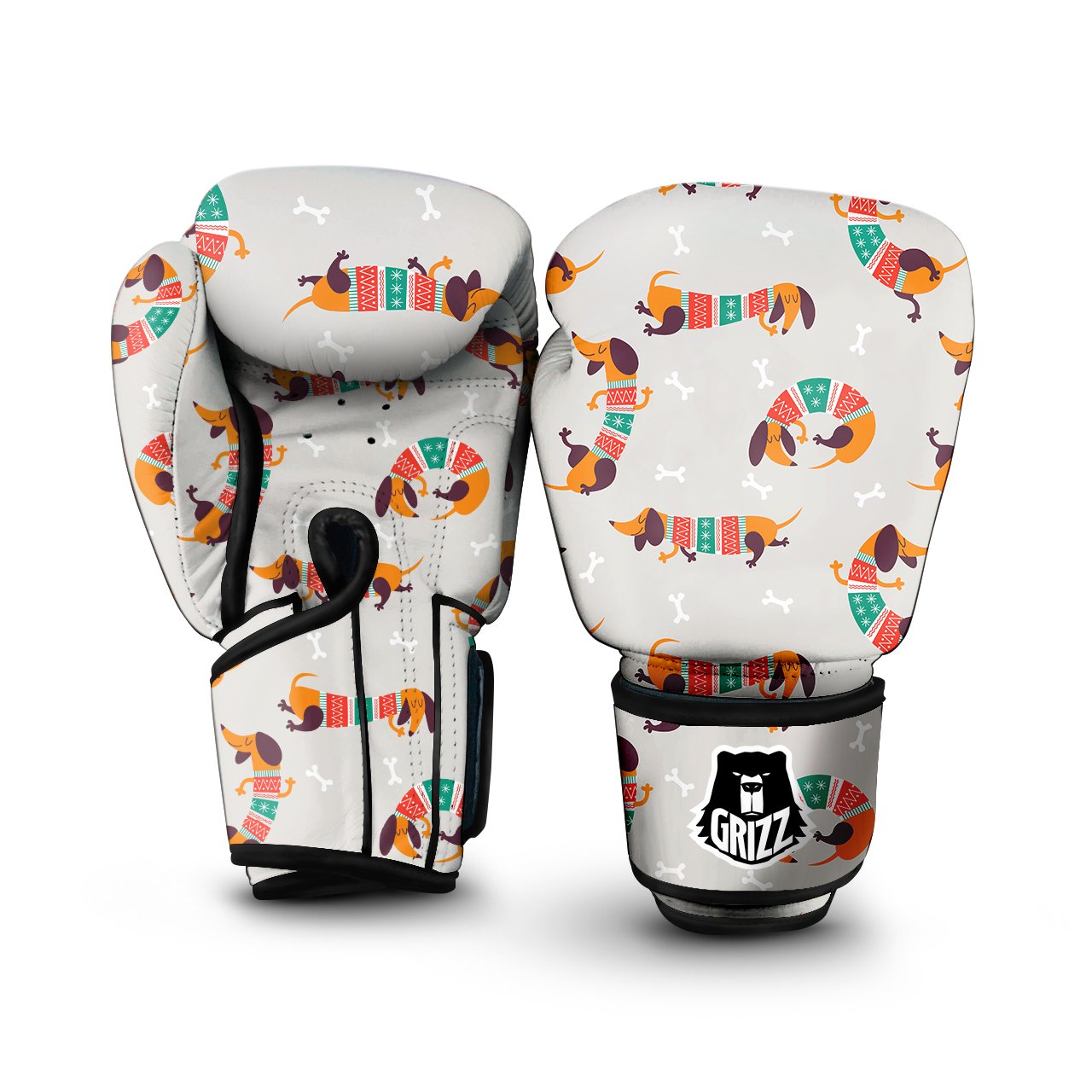 Dachshund Xmas Print Pattern Boxing Gloves-grizzshop