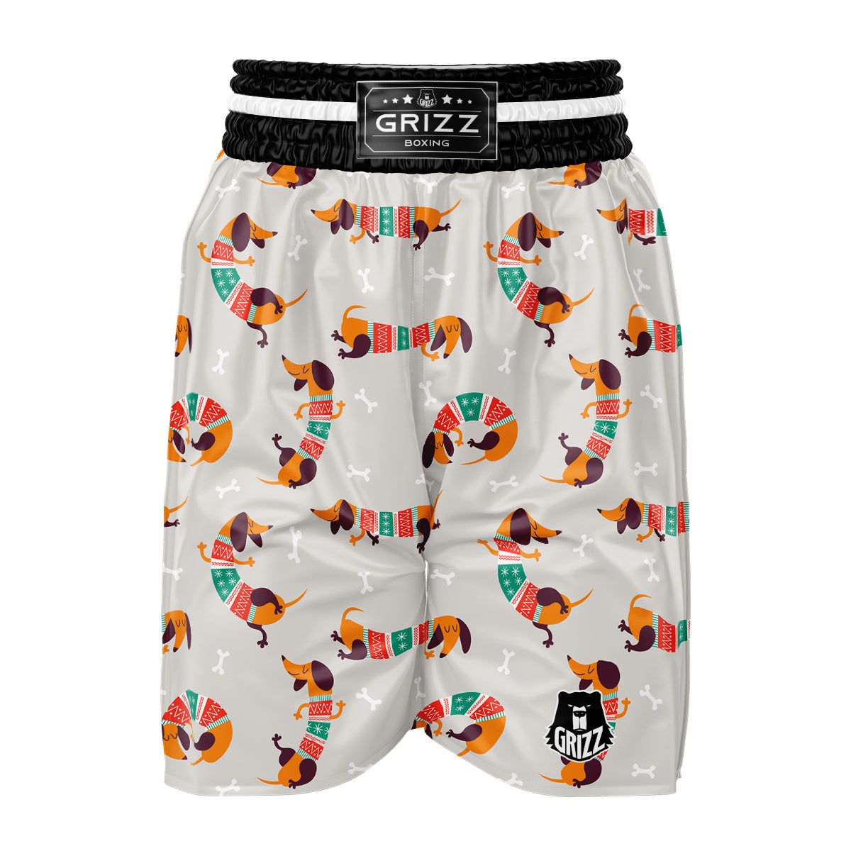 Dachshund Xmas Print Pattern Boxing Shorts-grizzshop
