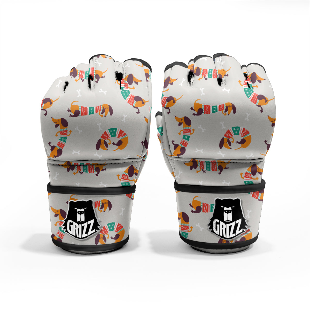 Dachshund Xmas Print Pattern MMA Gloves-grizzshop