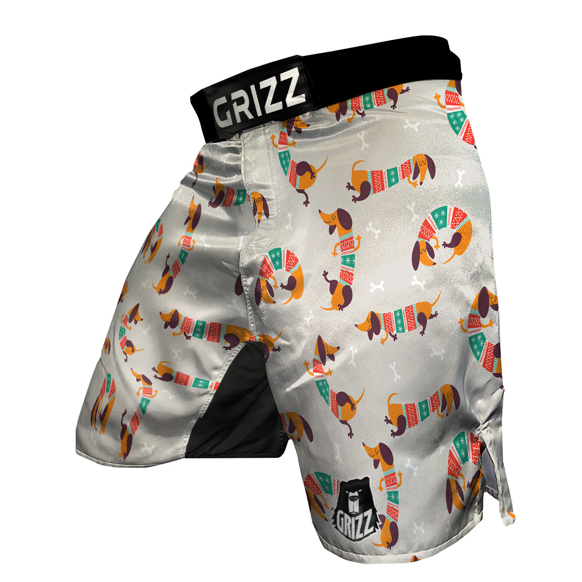 Dachshund Xmas Print Pattern MMA Shorts-grizzshop