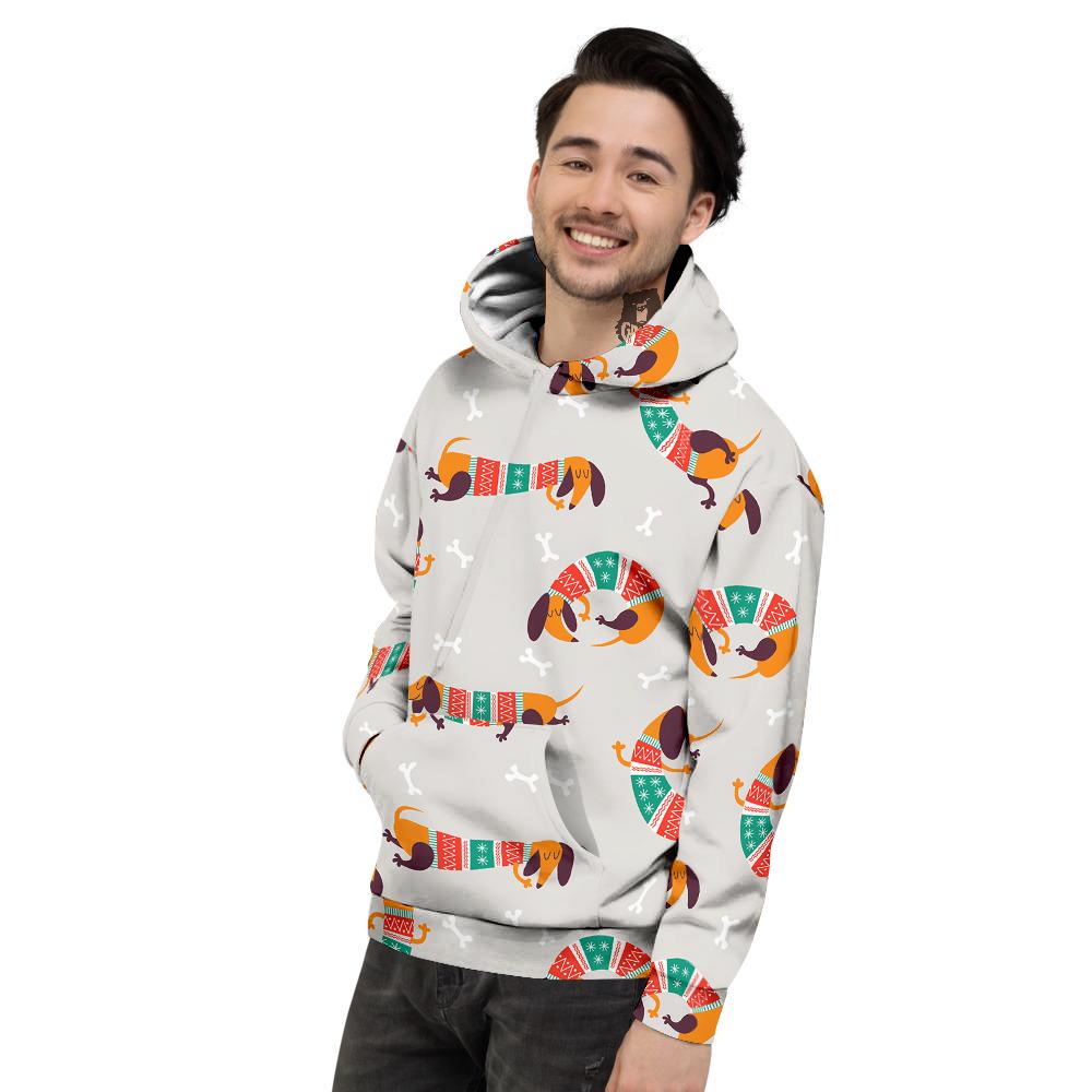 Dachshund Xmas Print Pattern Men's Hoodie-grizzshop