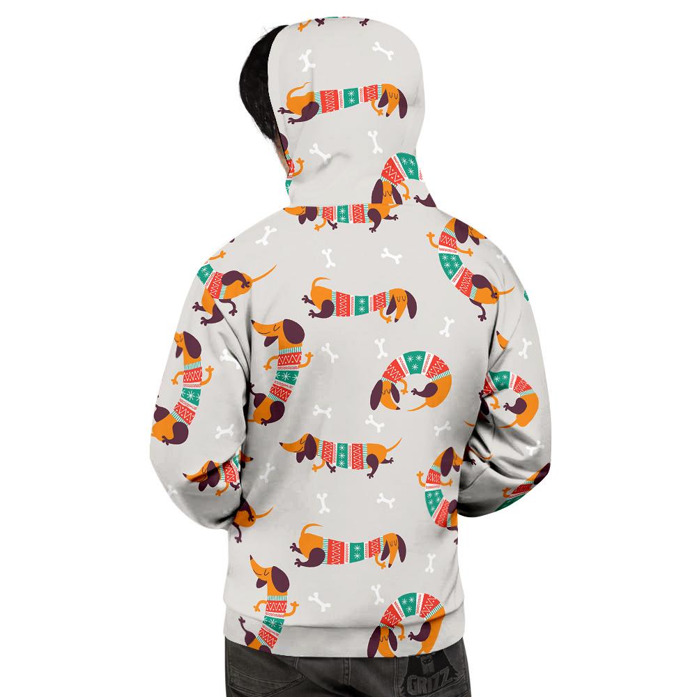 Dachshund Xmas Print Pattern Men's Hoodie-grizzshop