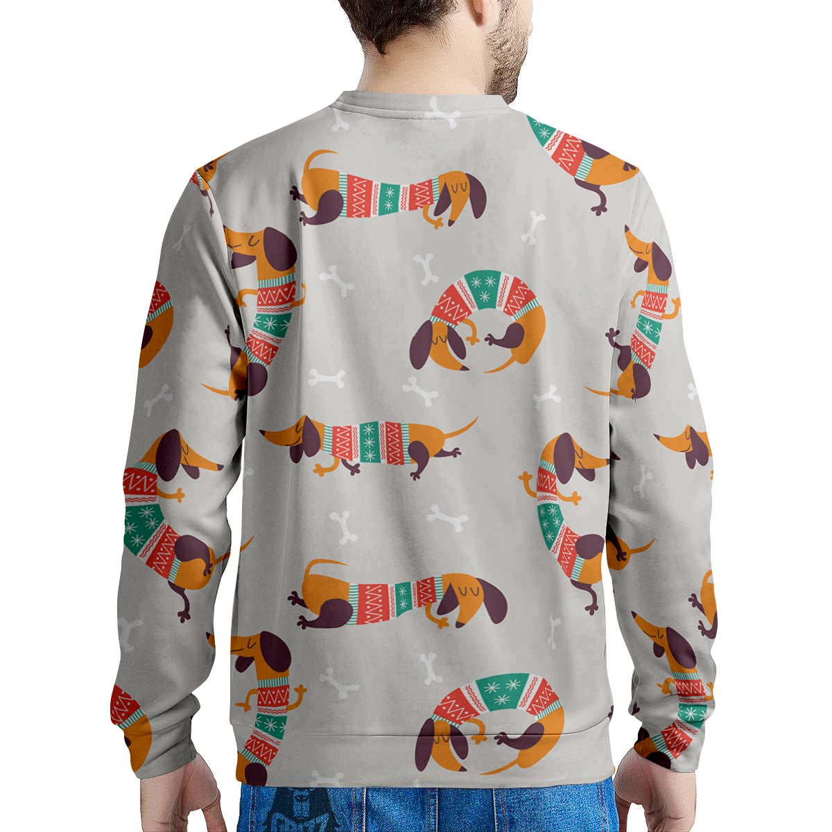 Dachshund Xmas Print Pattern Men's Sweatshirt-grizzshop
