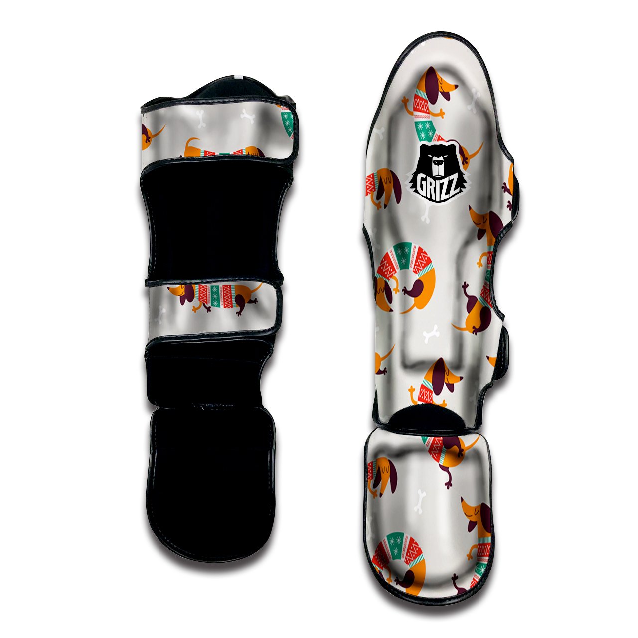 Dachshund Xmas Print Pattern Muay Thai Shin Guards-grizzshop