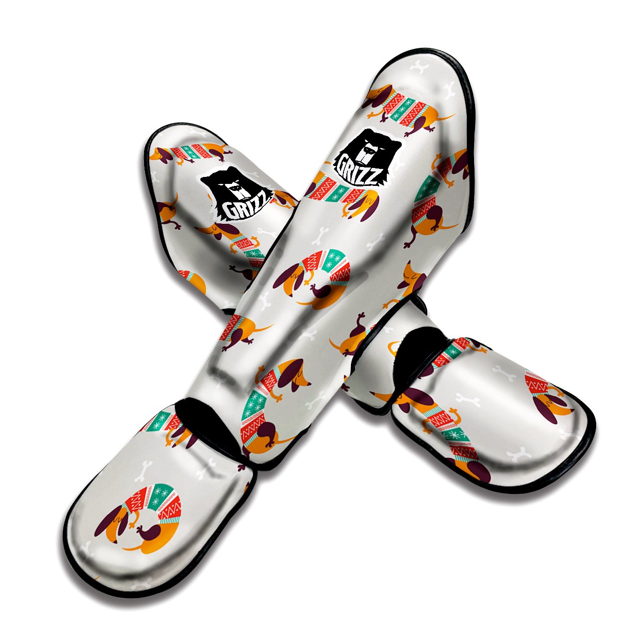 Dachshund Xmas Print Pattern Muay Thai Shin Guards-grizzshop