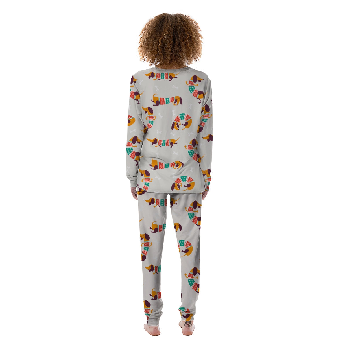 Dachshund Xmas Print Pattern Women's Pajamas-grizzshop