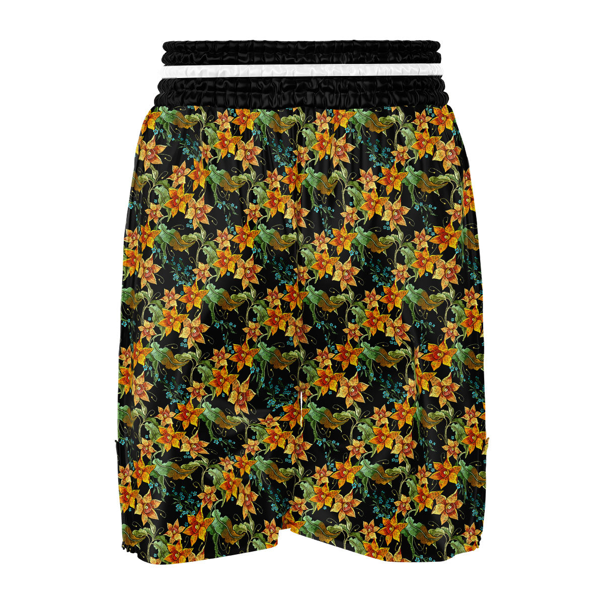 Daffodil Yellow And Black Print Pattern Boxing Shorts-grizzshop