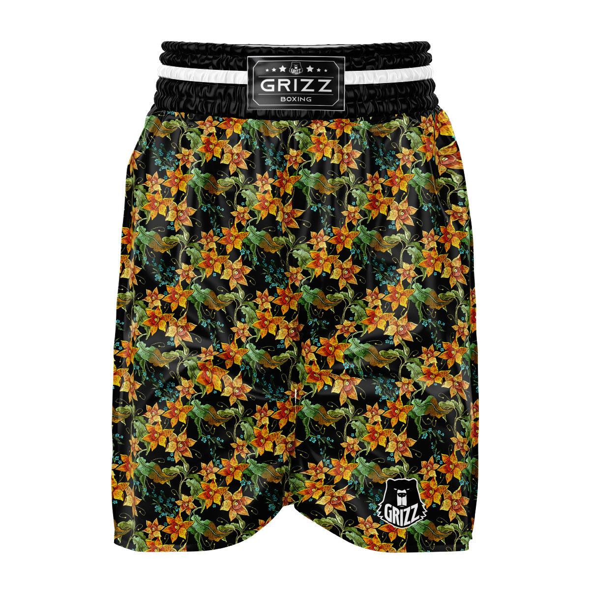 Daffodil Yellow And Black Print Pattern Boxing Shorts-grizzshop