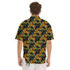 Daffodil Yellow And Black Print Pattern Men's Short Sleeve Shirts-grizzshop