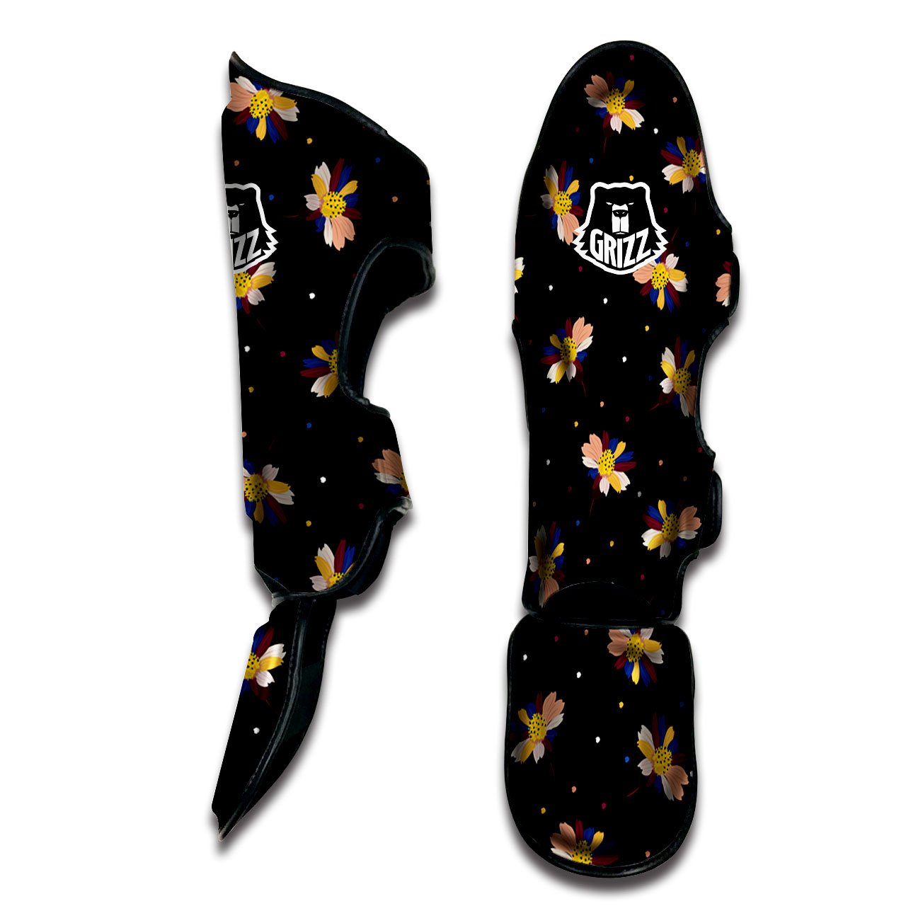 Daisy Floral Polka Dot Print Pattern Muay Thai Shin Guards-grizzshop