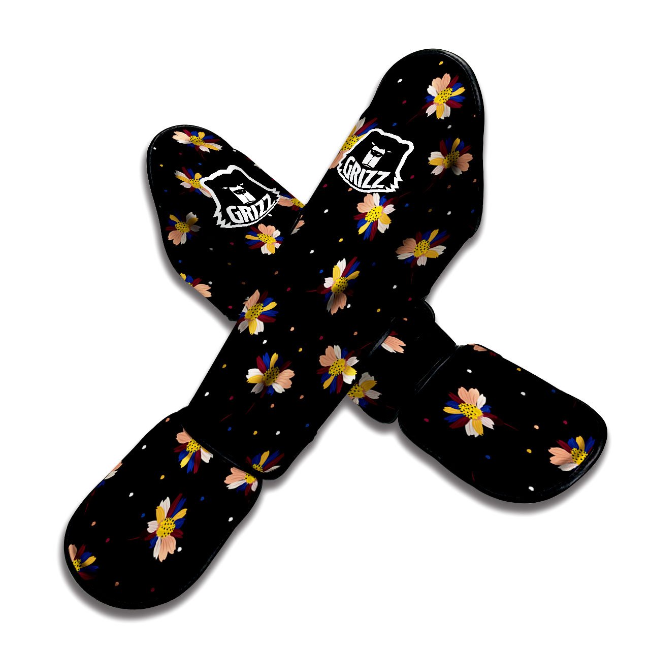 Daisy Floral Polka Dot Print Pattern Muay Thai Shin Guards-grizzshop