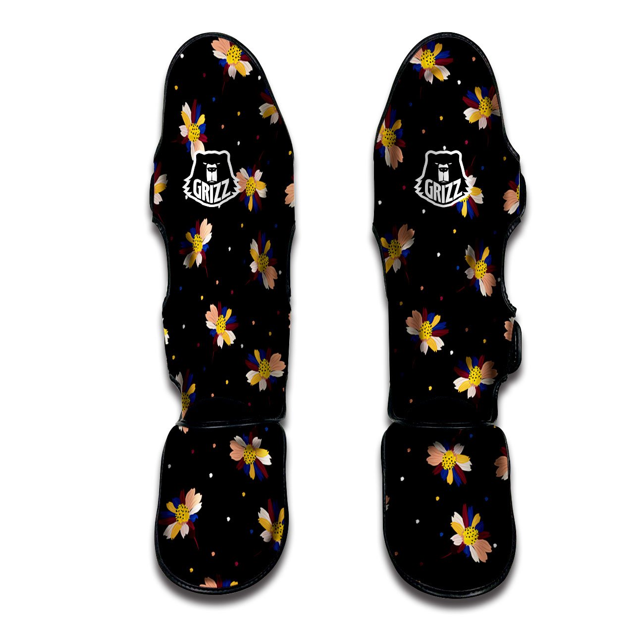 Daisy Floral Polka Dot Print Pattern Muay Thai Shin Guards-grizzshop