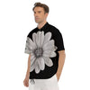 Daisy Flower Monochrome Print Men's Short Sleeve Shirts-grizzshop