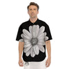 Daisy Flower Monochrome Print Men's Short Sleeve Shirts-grizzshop