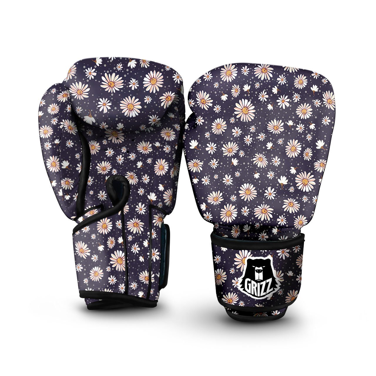 Daisy Flower Polka Dot Print Pattern Boxing Gloves-grizzshop