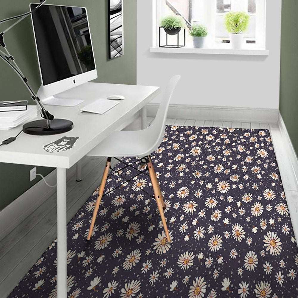 Daisy Flower Polka Dot Print Pattern Floor Mat-grizzshop