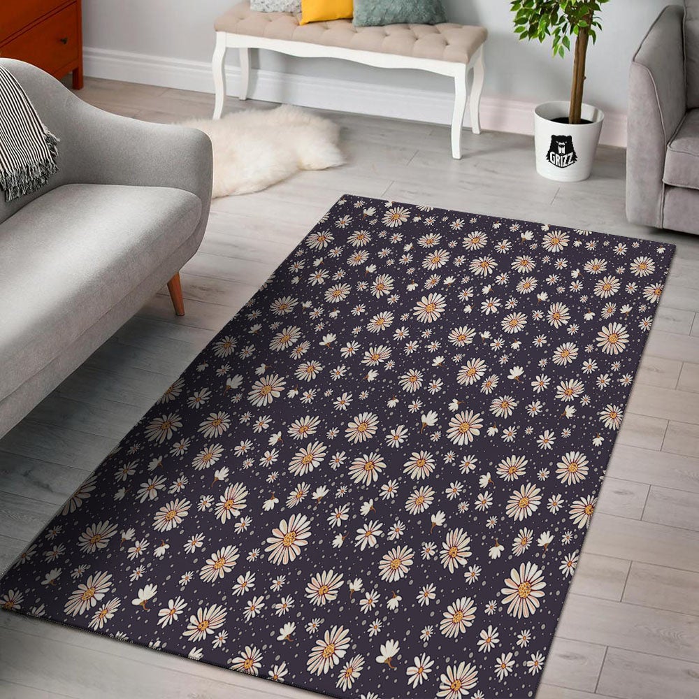 Daisy Flower Polka Dot Print Pattern Floor Mat-grizzshop